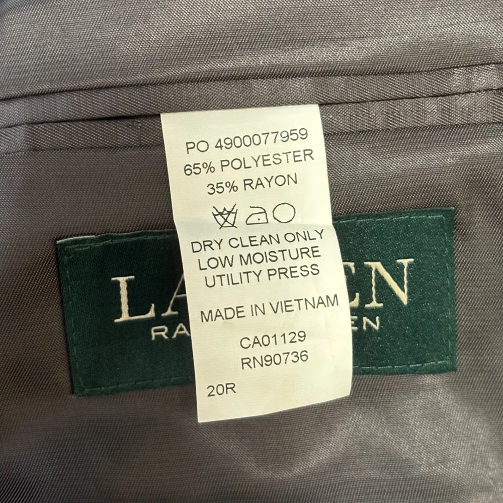 Lauren Ralph Lauren Mens Blazer 20R Charcoal Grey 2-Button Sport Coat Jacket